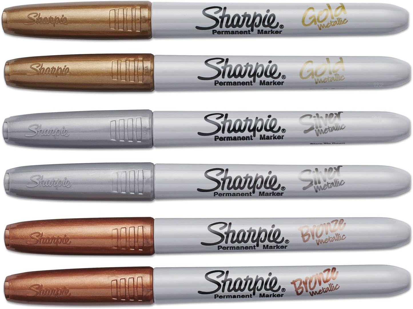 1829201 Sharpie Metallic Permanent Marker, Fine Pt, Gold/Silver/Bronze Pack of 6