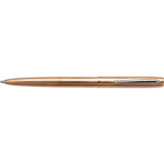 Fisher Raw Brass Cap-O-Matic Space Pen With Chrome Pocket Clip