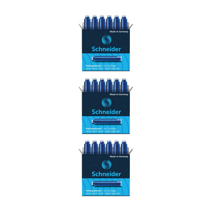 SCHNEIDER INK CARTRIDGE, PACK OF 3 BOX, 6 CARTRIDGES/BOX, BLUE