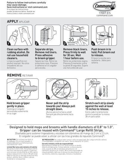 3M 17007-3NA  Command Broom Gripper, 3 Grippers, 6 Large Strip