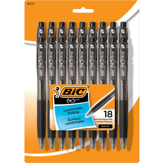 BIC BU3 Grip Medium Point (1.0mm) 18-Pack Blister
