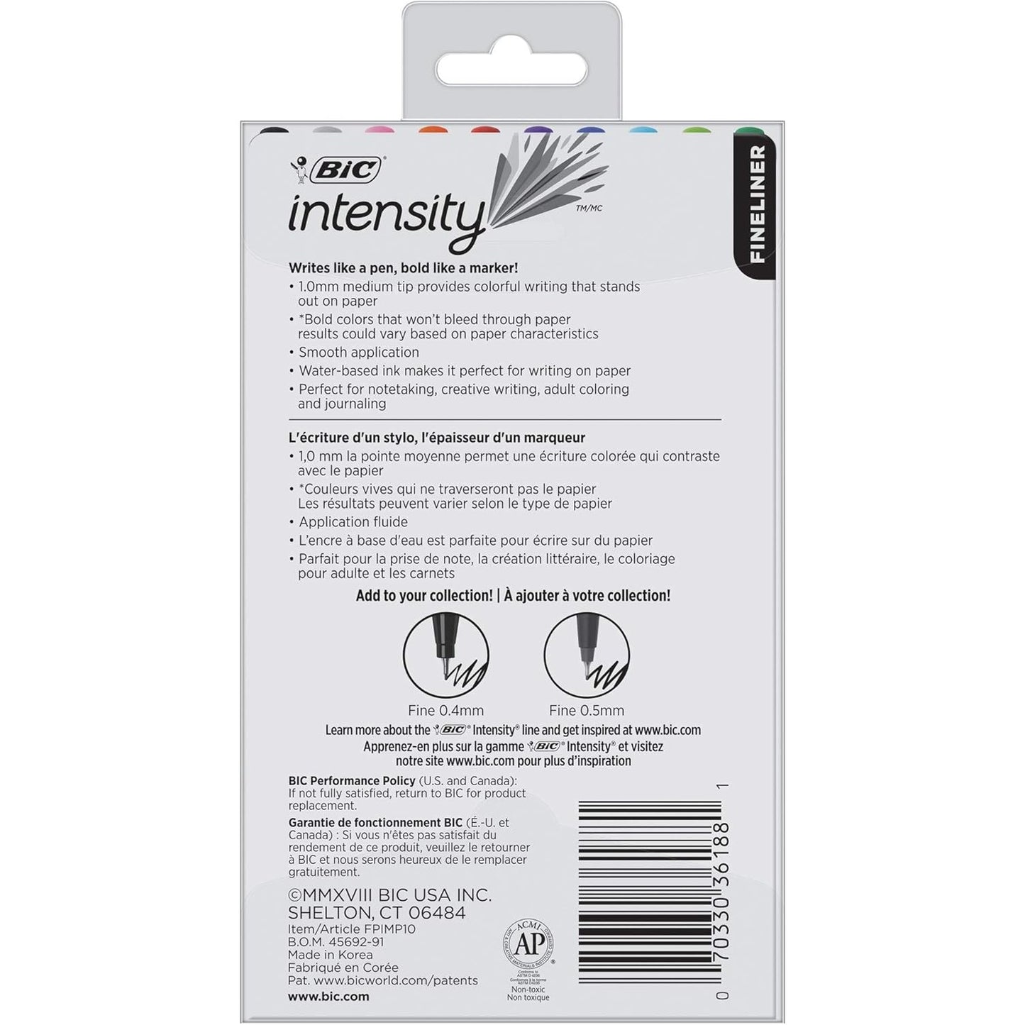 BIC Intensity Fineliner Medium Tip (0.7mm) 10-Count Reusable Pack