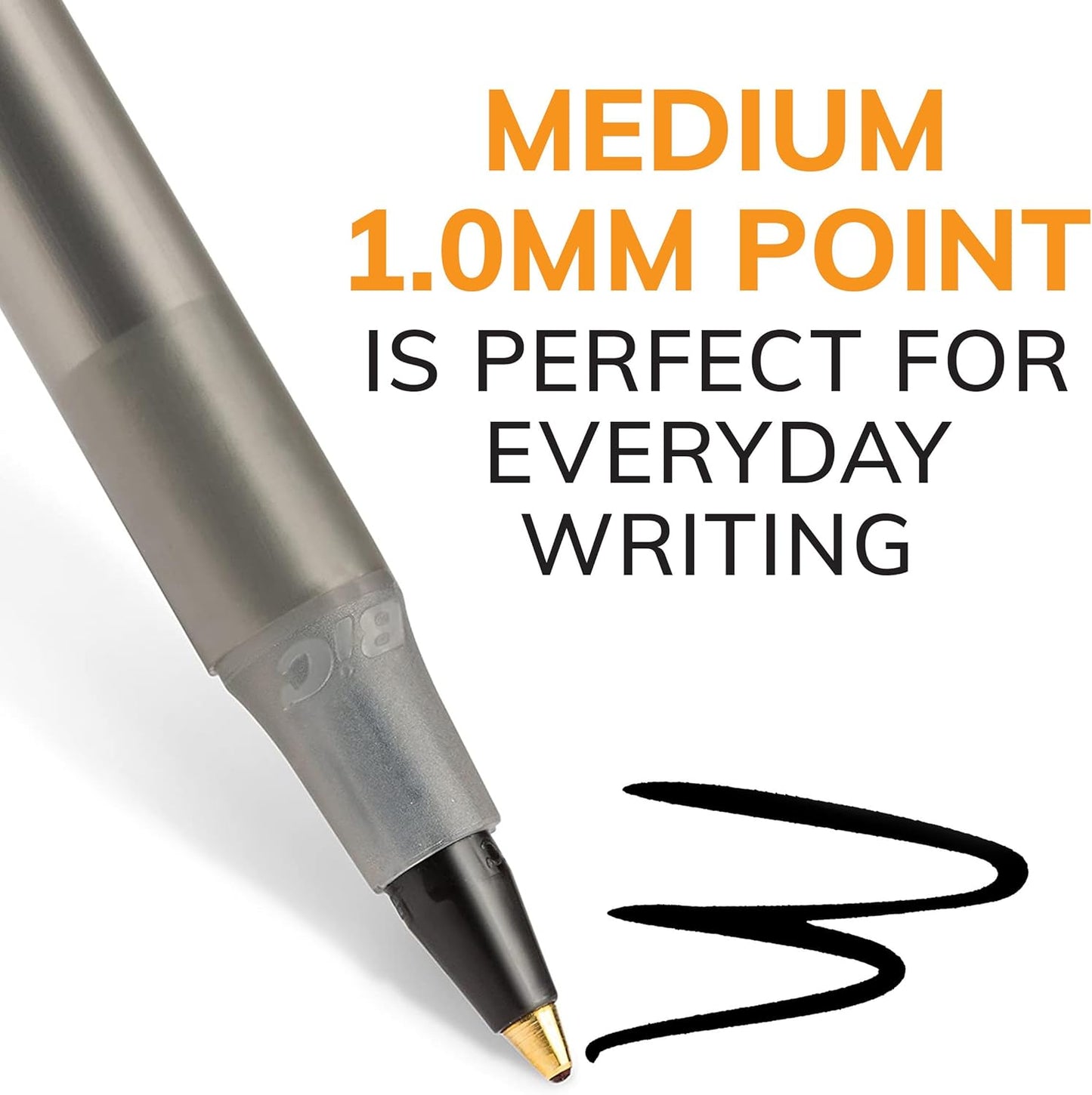 BIC Round Stic Xtra Life Ballpoint Pens, Medium Point (1.0mm), Black 10-Count