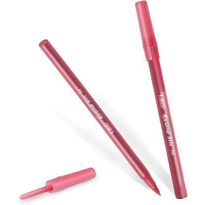BIC Round Stic Xtra Life Ballpoint Pens, Medium Point (1.0mm), Red 10-Count