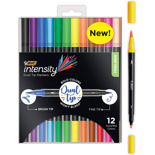 BIC Intensity Fineliner 2-in-1 Dual Tip 12-Pack