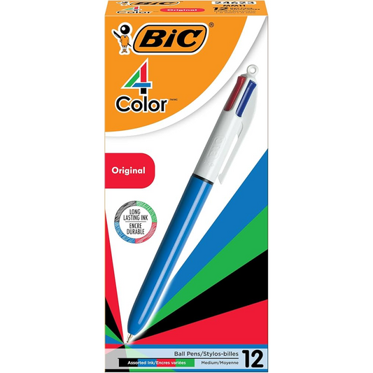 BIC 4-Color Medium Point (1.0mm) Dozen Box