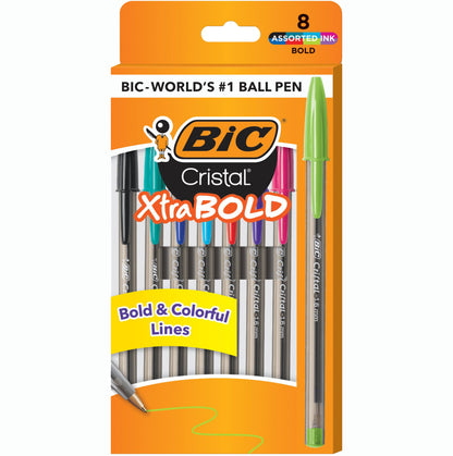 BIC Cristal Xtra Bold Fashion Bold Point (1.6mm) 8-Pack Pouch