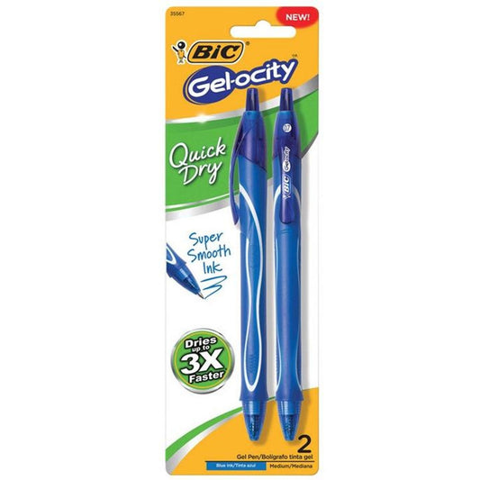 BIC Gel-ocity Quick Dry Medium Point (0.7mm) 2-Pack Blister