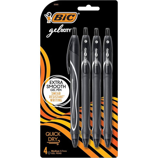BIC Gel-ocity Quick Dry Medium Point (0.7mm) 4-Pack Blister