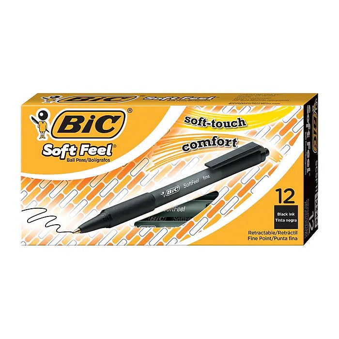BIC Soft Feel Retractable Medium Point (1.0mm) Dozen Box