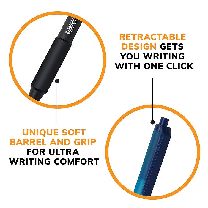 BIC Soft Feel Retractable Medium Point (1.0mm) 12-Pack Blister