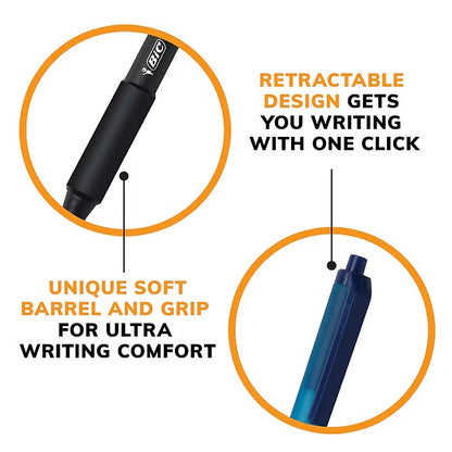 BIC Soft Feel Retractable Medium Point (1.0mm) 12-Pack Blister