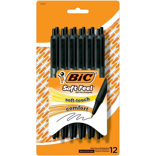 BIC Soft Feel Retractable Medium Point (1.0mm) 12-Pack Blister