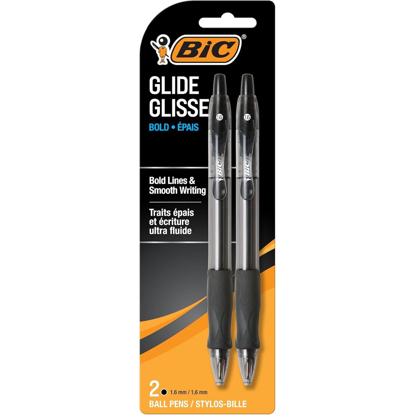 BIC Glide Velocity Bold Point (1.6mm) 2-Pack Blister