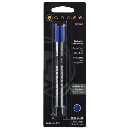 Cross 8100-2 Refill, Ballpoint Broad Blue 2 Pk