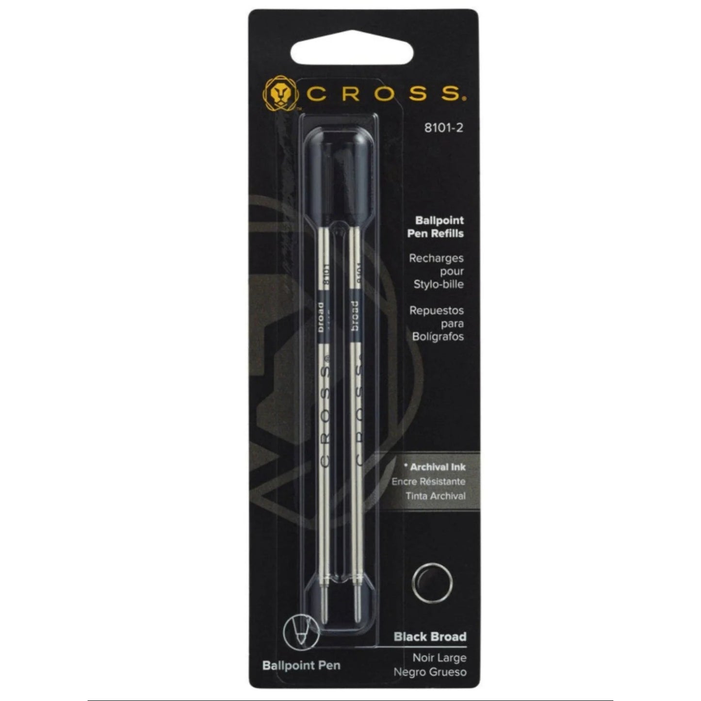 Cross 8101-2 Refill, Ballpoint Broad Black 2 Pk