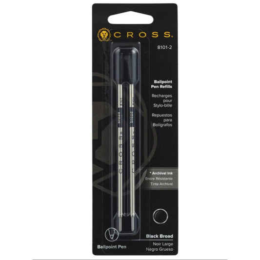 Cross 8101-2 Refill, Ballpoint Broad Black 2 Pk