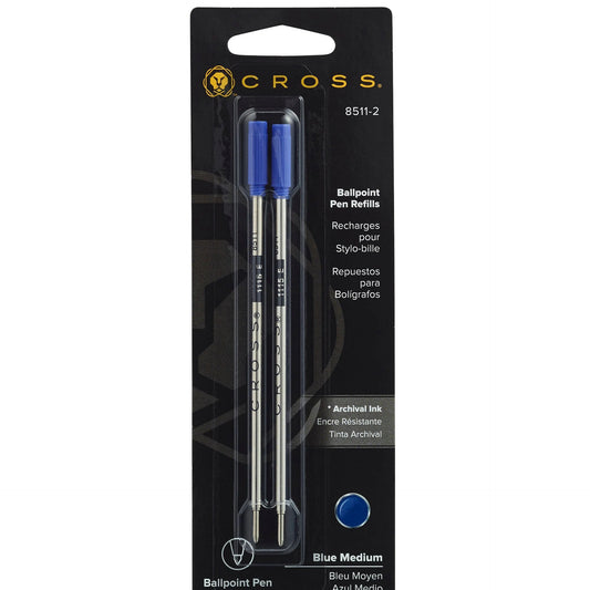 Cross 8511-2 Refill, Ballpoint Medium Blue 2 Pk