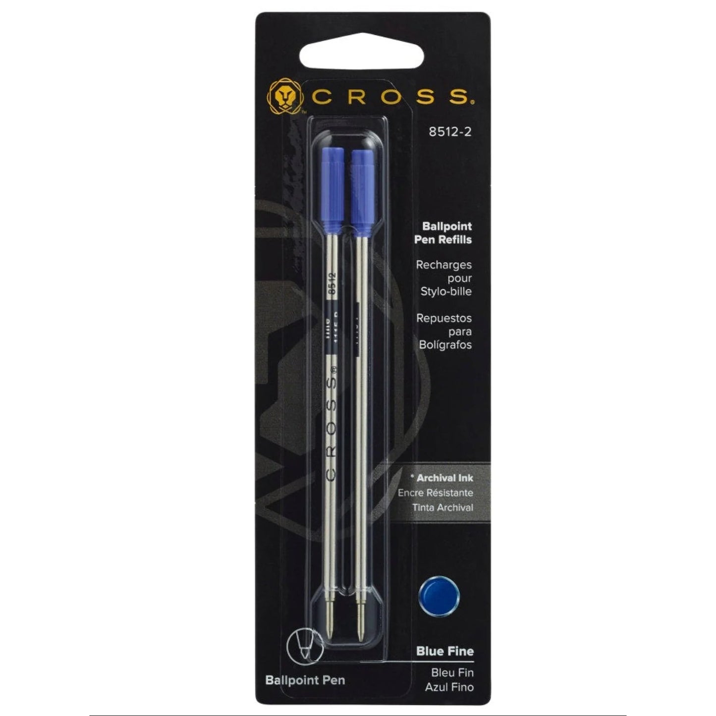 Cross 8512-2 Refill, Ballpoint Fine Blue 2 Pk