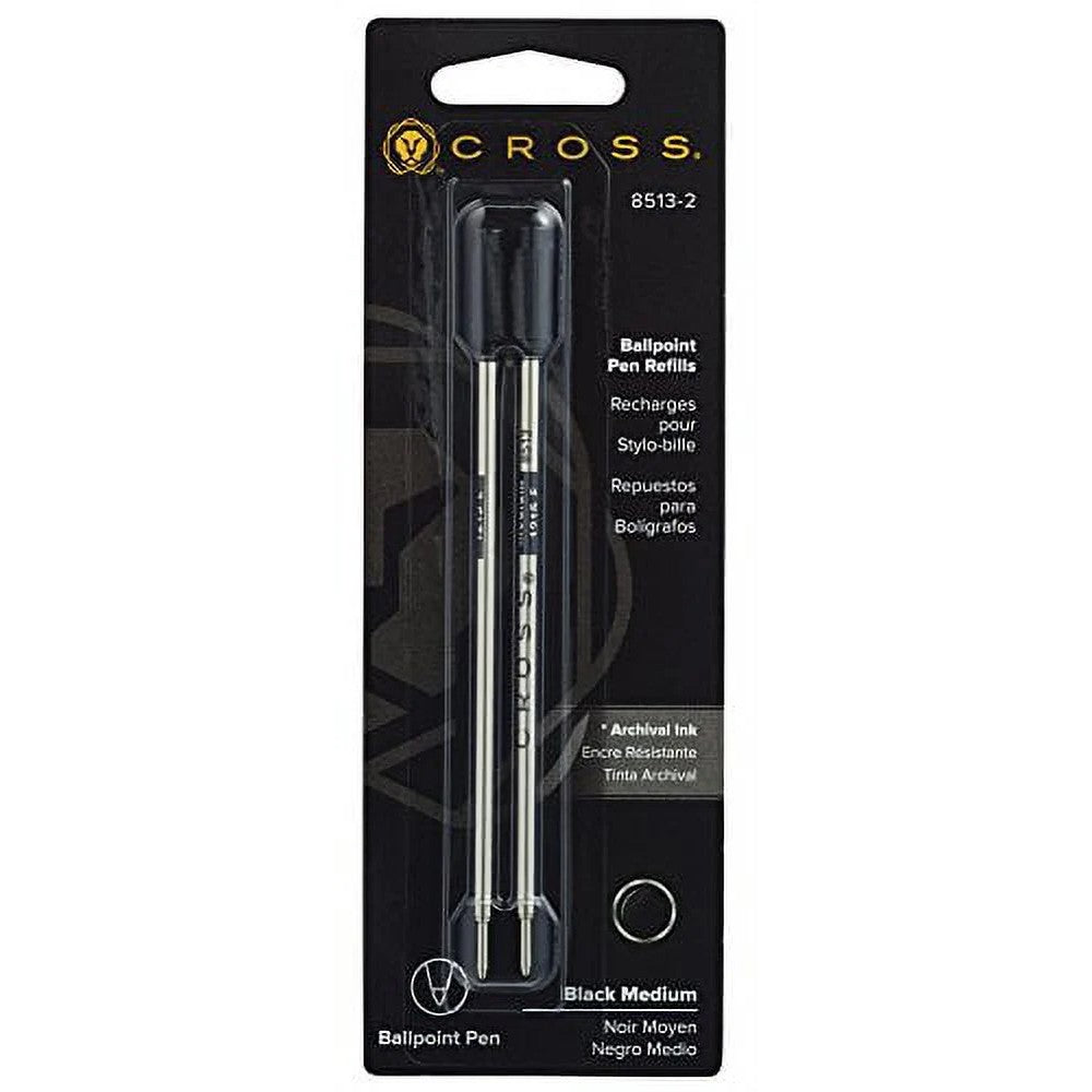 Cross 8513-2 Refill, Ballpoint Medium Black 2 Pk