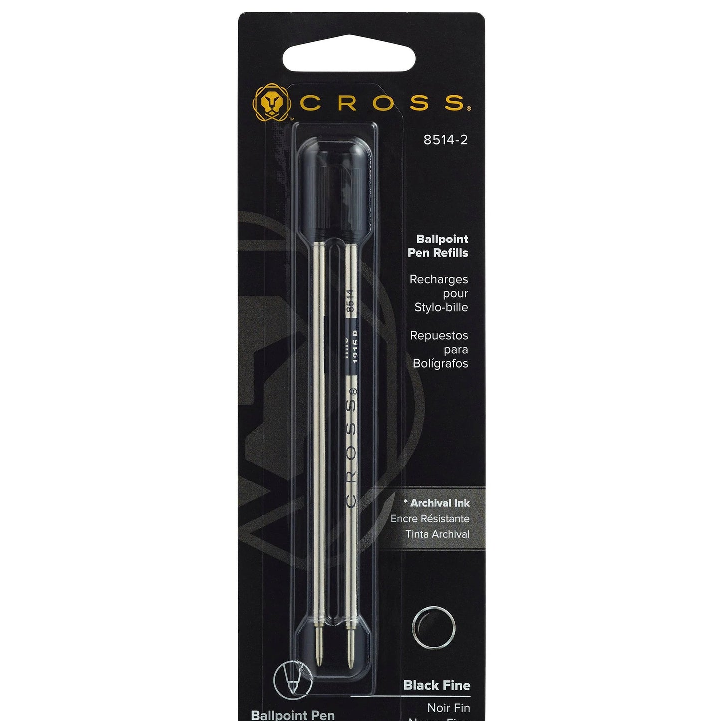 Cross 8514-2 Refill, Ballpoint Fine Black 2 Pk