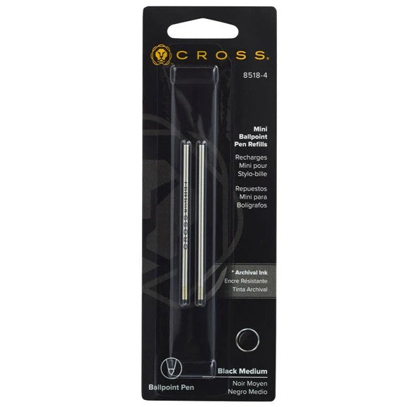 Cross 8518-4 Refill, Ballpoint Mini Medium Black 2 Pk