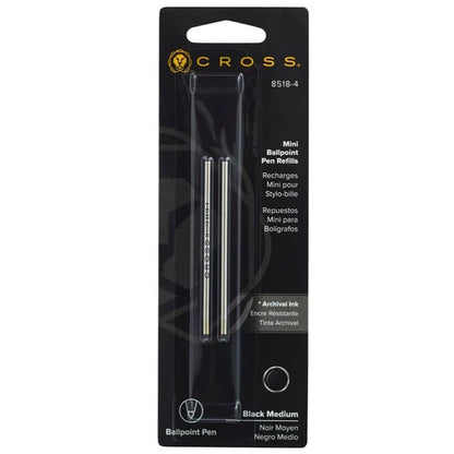Cross 8518-4 Refill, Ballpoint Mini Medium Black 2 Pk