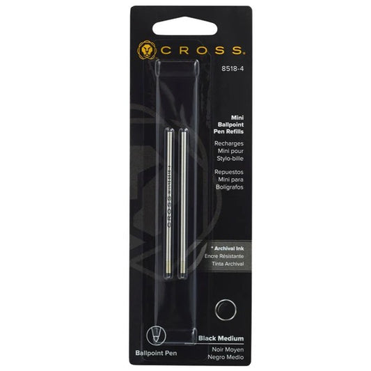 Cross 8518-4 Refill, Ballpoint Mini Medium Black 2 Pk