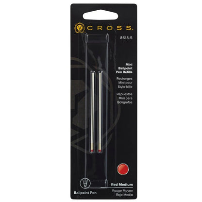 Cross 8518-5 Refill, Ballpoint, Mini Medium..Red 2 Pk
