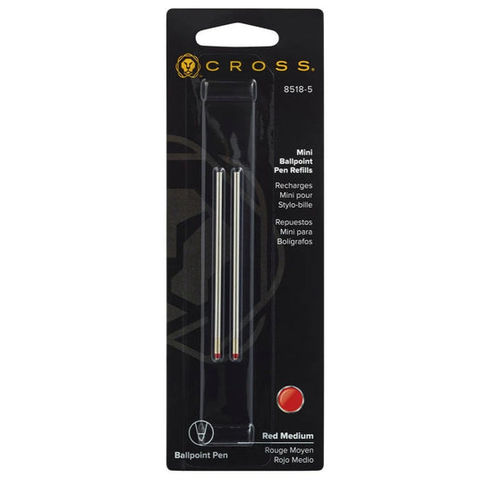 Cross 8518-5 Refill, Ballpoint, Mini Medium..Red 2 Pk