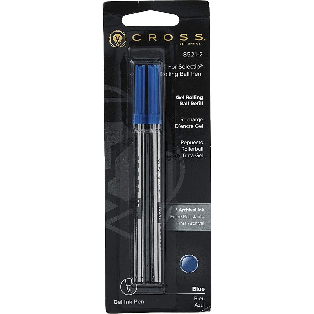 Cross 8521-2 Refill Gel Rolling Ball Blue 2pk