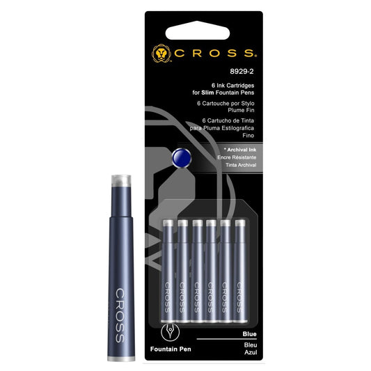 Cross 8929-2 Refill Slim Ink Cartridges, Blue ..6 Pk