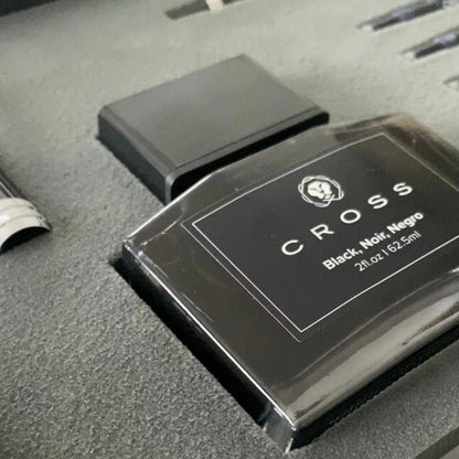 Cross Bailey™ Black Lacquer w/Stainless Steel Medium Nib Fountain Pen & Ink Bottle