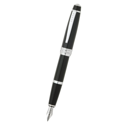 Cross Bailey™ Black Lacquer w/Stainless Steel Medium Nib Fountain Pen & Ink Bottle