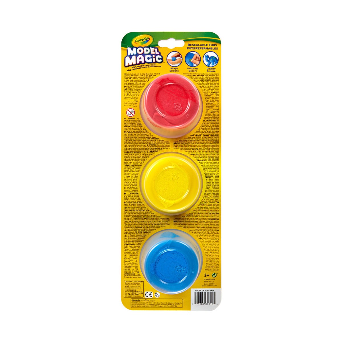 Crayola 23-6018 Model Magic 3 ct. Tubs, Primary Colors