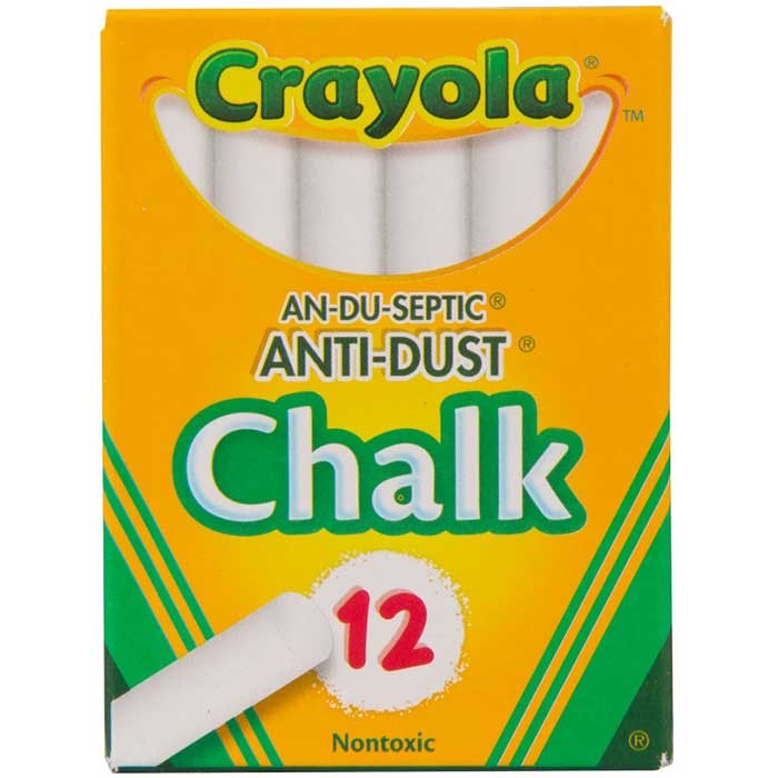 Crayola 50-1402 12 Sticks, Anti-Dust® White Chalk - Tuck Box