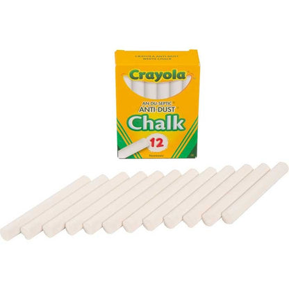 Crayola 50-1402 12 Sticks, Anti-Dust® White Chalk - Tuck Box