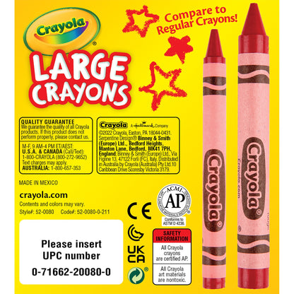 Crayola 52-0080 8 ct. Large Crayons - Tuck Box