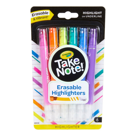 Crayola 58-6504 6 ct. Take Note! Erasable Highlighters