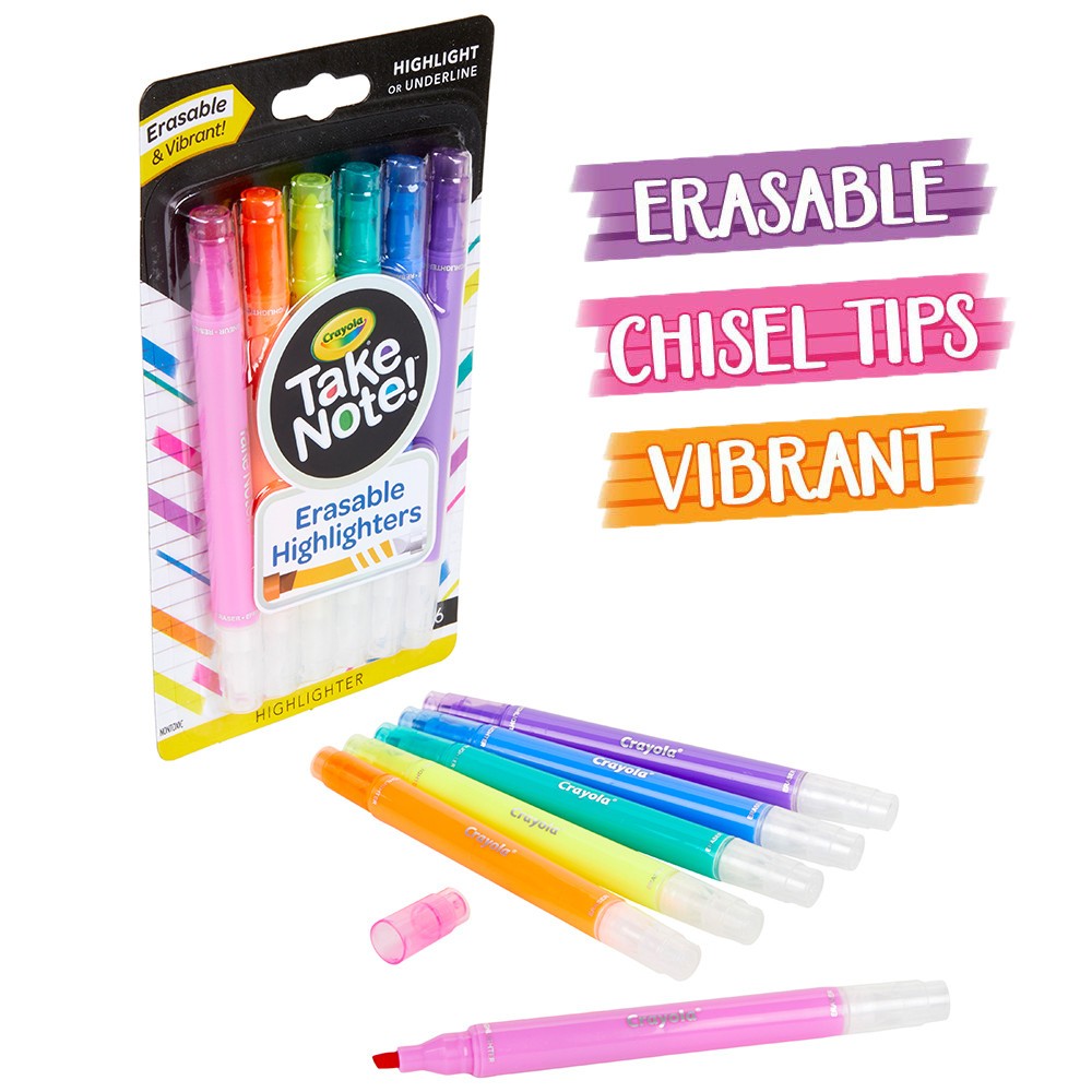 Crayola 58-6504 6 ct. Take Note! Erasable Highlighters