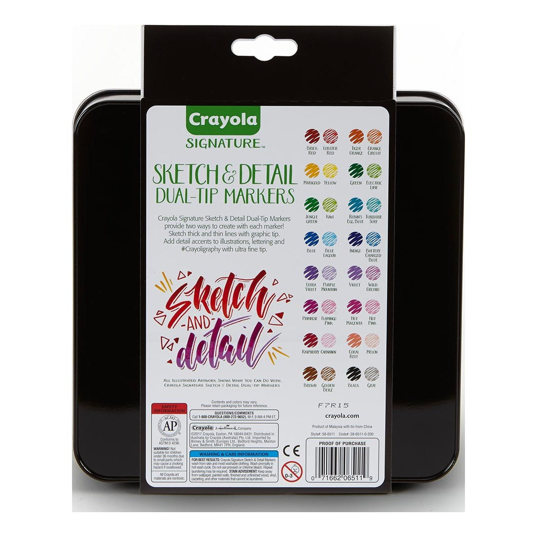 Crayola 58-6511 Signature, 16 ct. Sketch & Detail Dual-Tip Markers