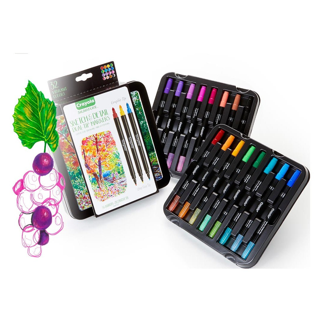 Crayola 58-6511 Signature, 16 ct. Sketch & Detail Dual-Tip Markers