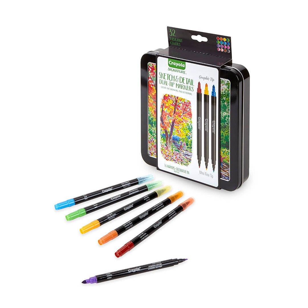 Crayola 58-6511 Signature, 16 ct. Sketch & Detail Dual-Tip Markers