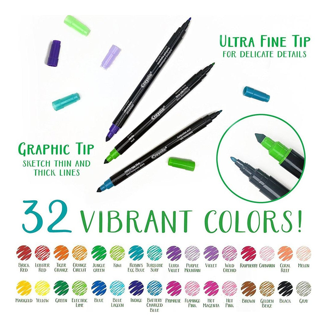 Crayola 58-6511 Signature, 16 ct. Sketch & Detail Dual-Tip Markers