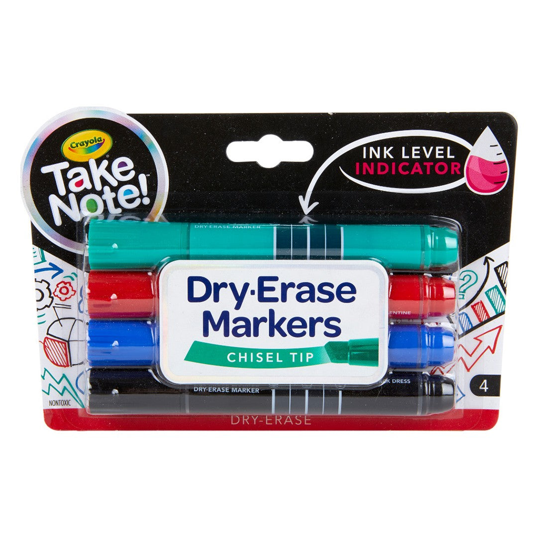Crayola 58-6543 4 ct. Take Note! Broad Line Dry-Erase Markers, Colored