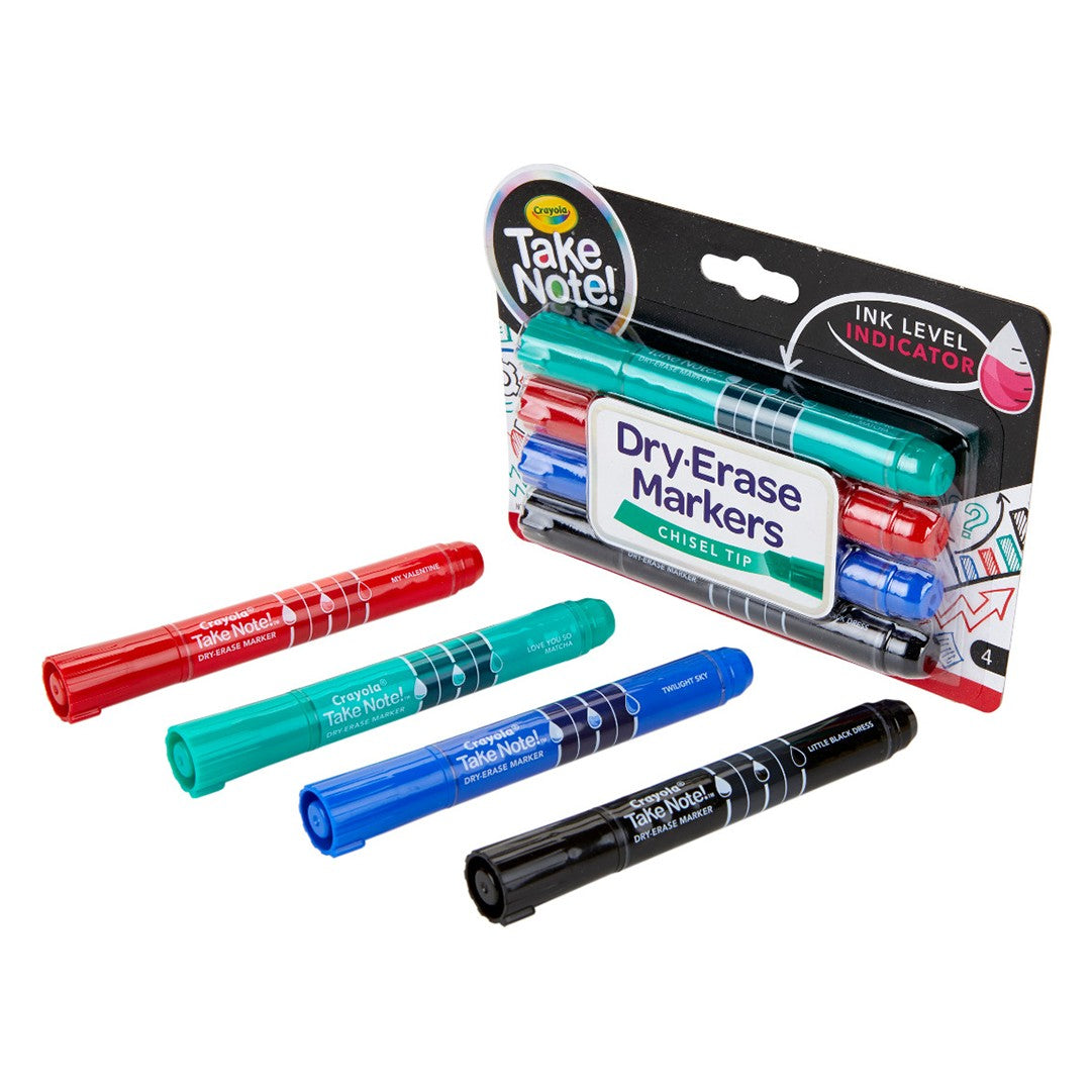 Crayola 58-6543 4 ct. Take Note! Broad Line Dry-Erase Markers, Colored