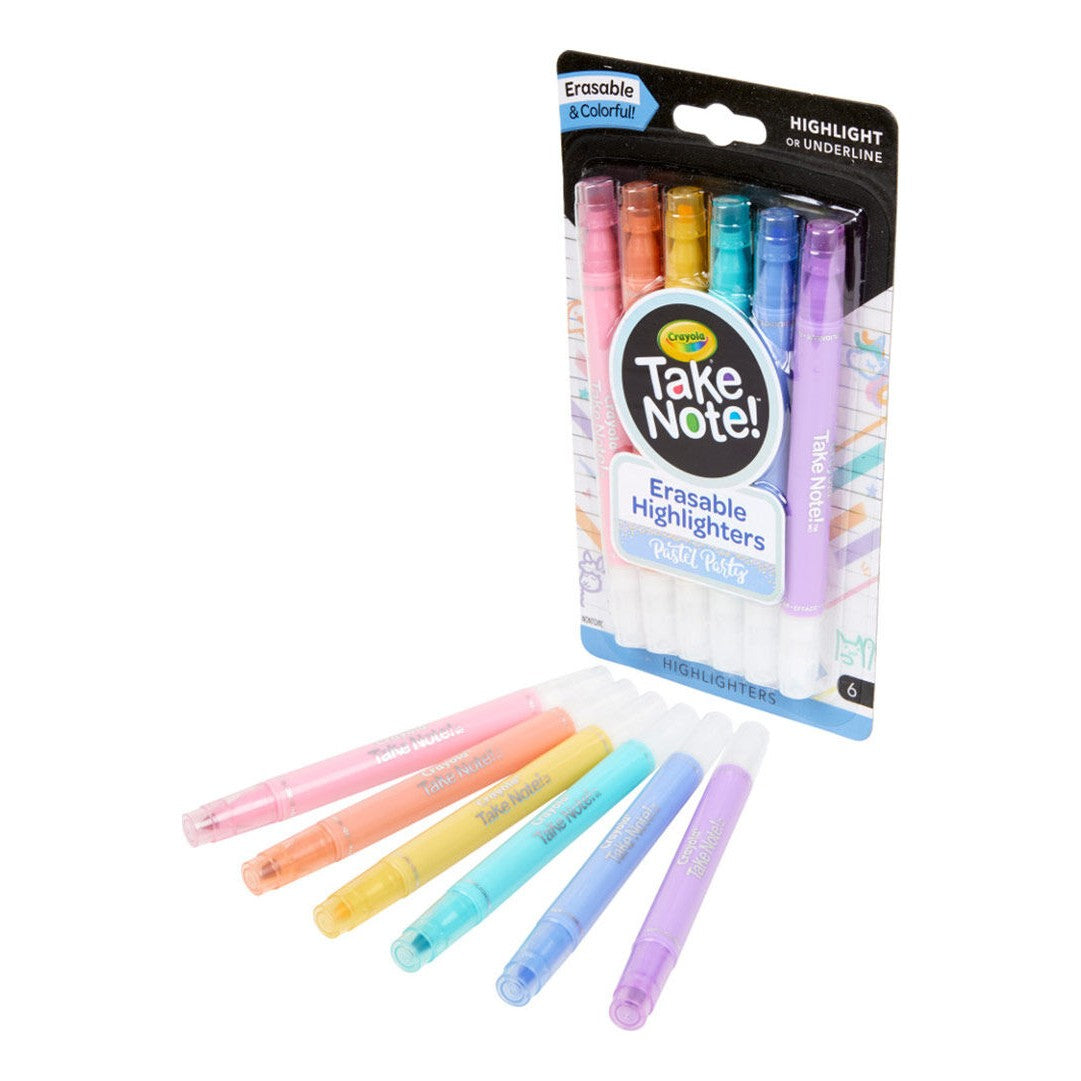 Crayola 58-6556 6 ct. Take Note! Erasable Highlighters, Pastel Party