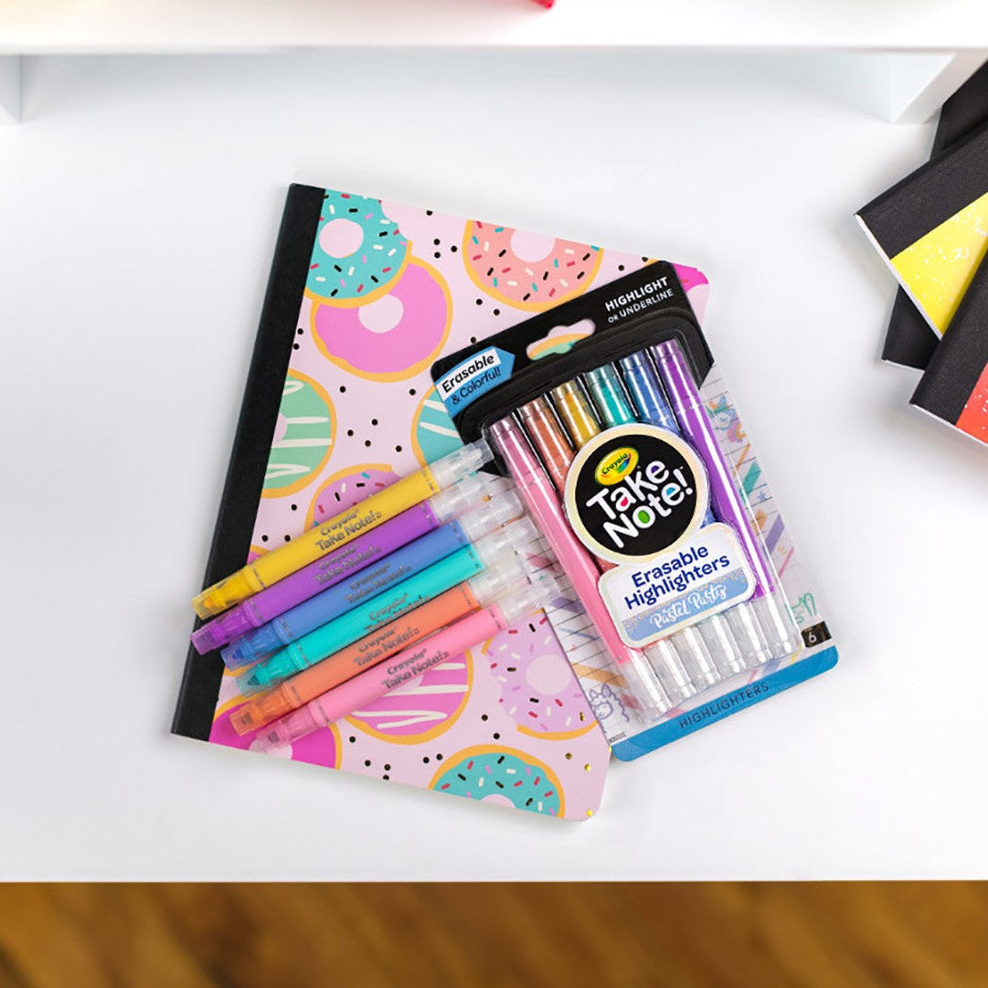 Crayola 58-6556 6 ct. Take Note! Erasable Highlighters, Pastel Party
