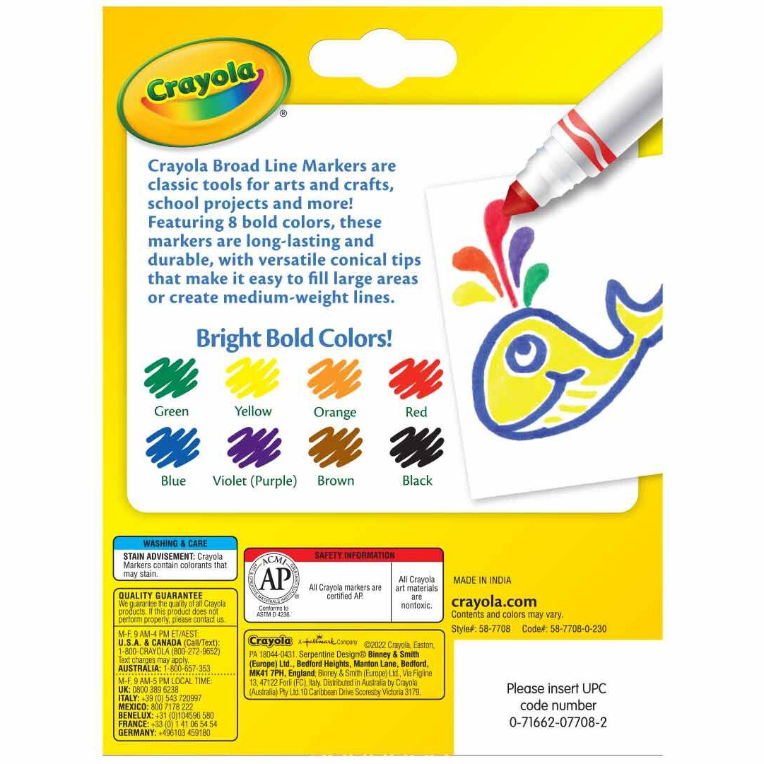 Crayola 58-7708 8 ct. Classic, Broad Line, ColorMax Markers