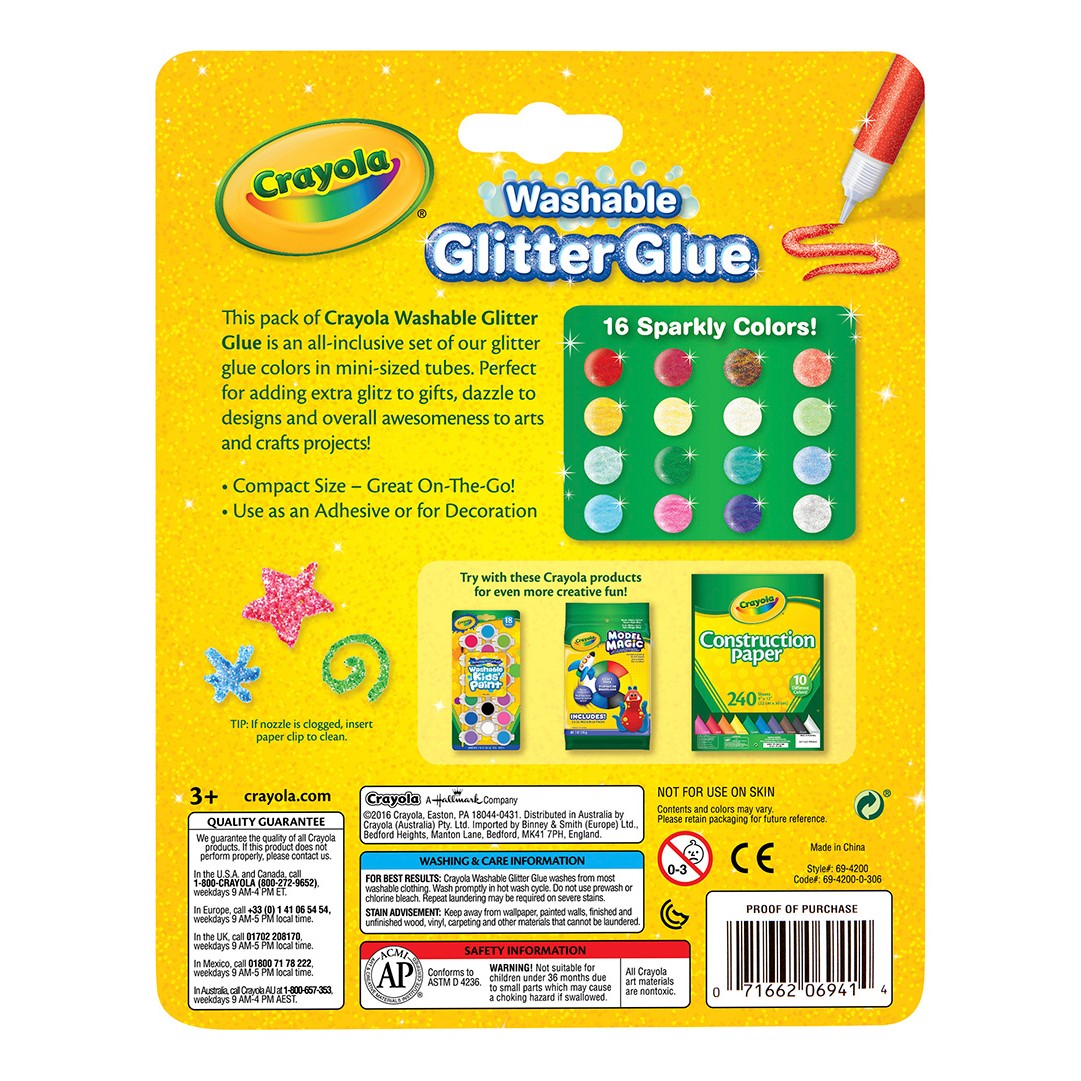 Crayola 69-4200 16 ct. Mini Washable Glitter Glue